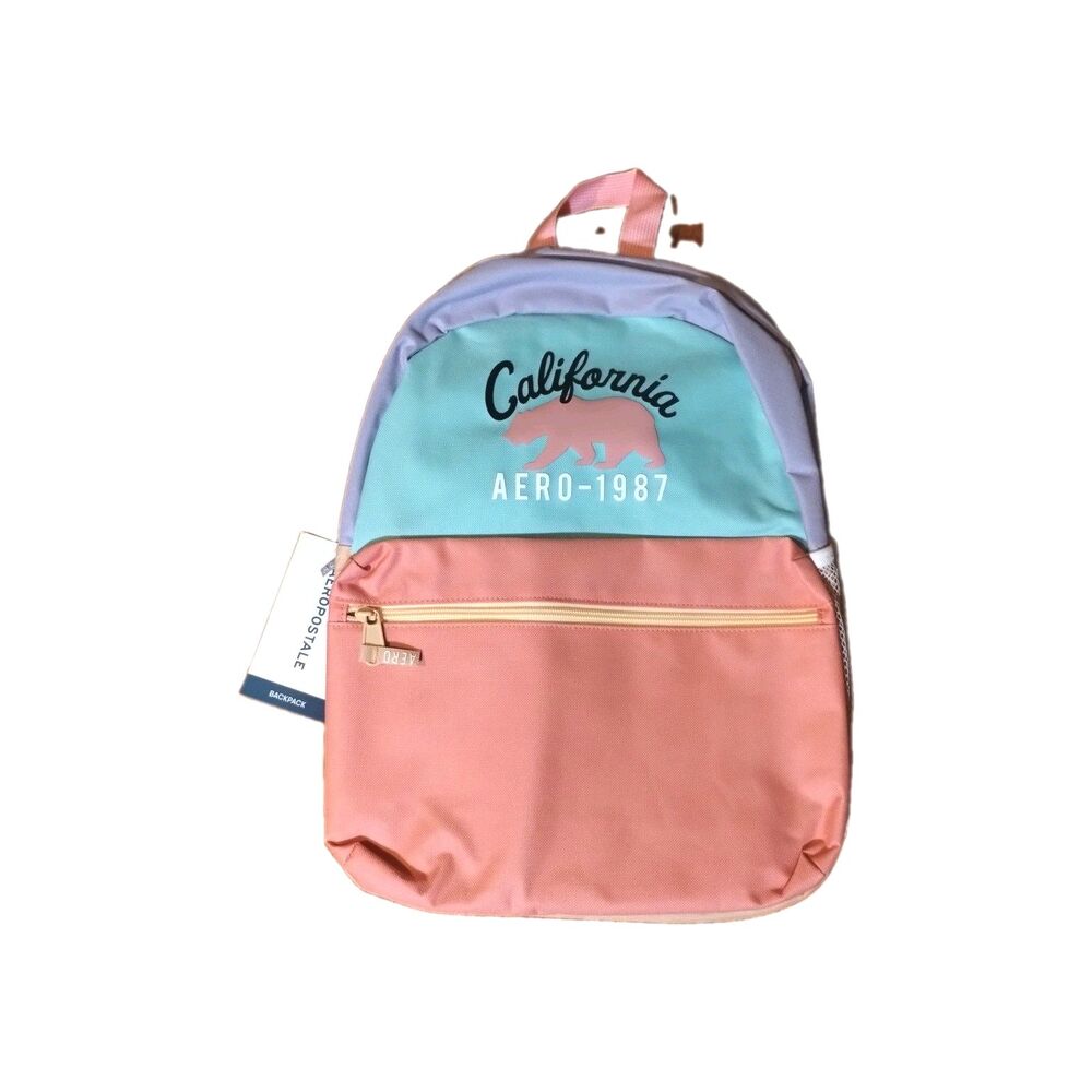 Aeropostale Girls Teen Women's Backpack, Fits 15.6" Laptop Aqua Pink Purple, NWT